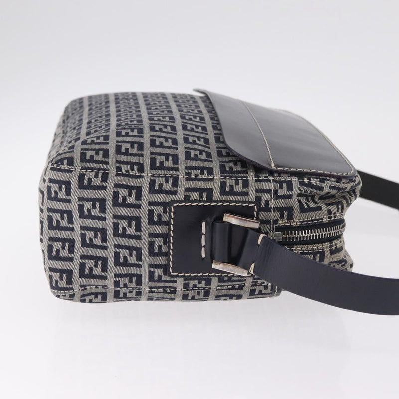 Fendi Shoulder Zucchino Canvas Navy Bag