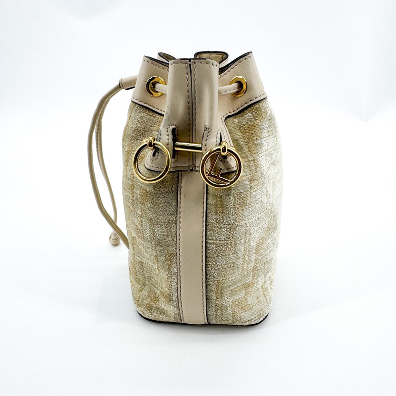 Fendi Mon Tresor Bucket Zucca Velvet Jacquard Beige Bag