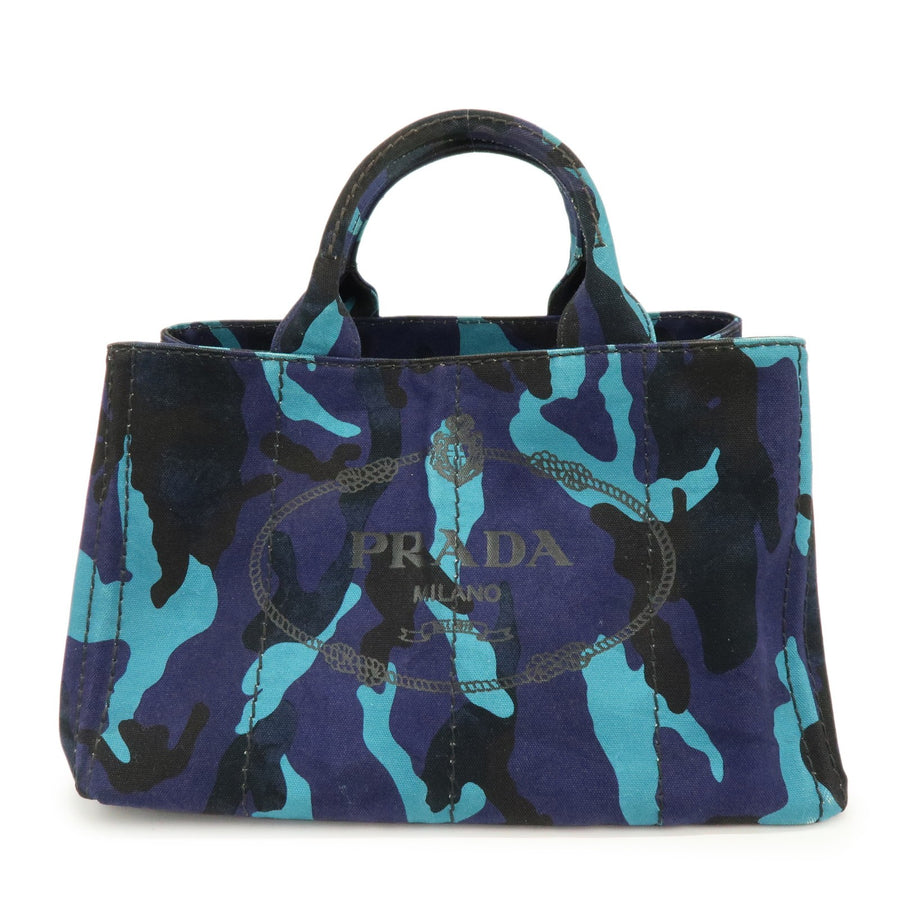 Prada Canapa Convertible Printed Canvas Blue Bag