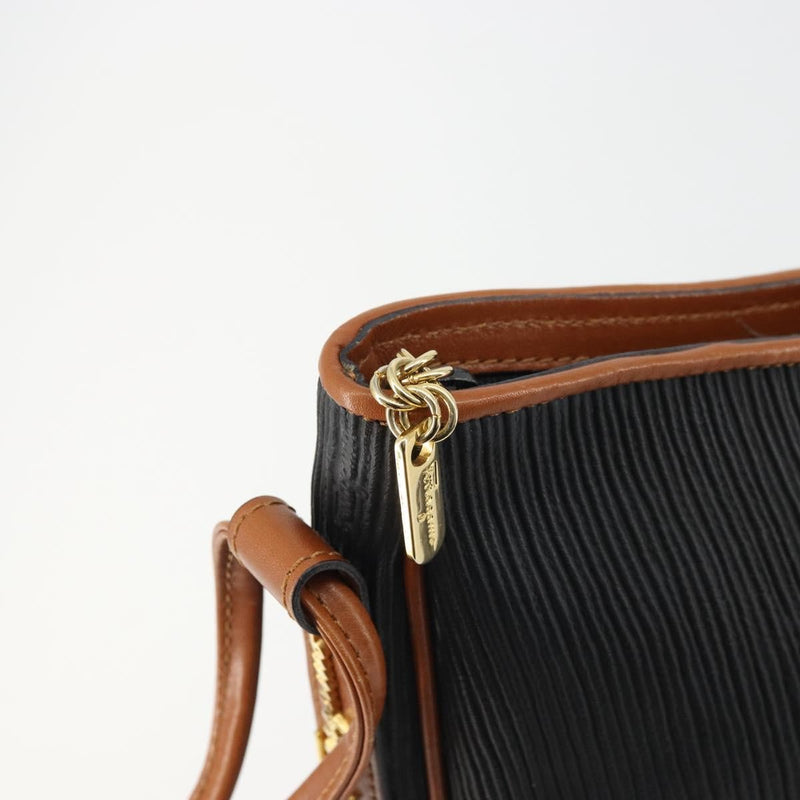 Salvatore Ferragamo Shoulder Leather Black Bag