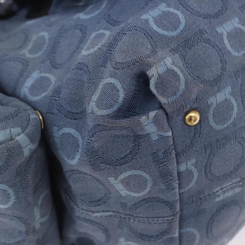 Salvatore Ferragamo Gancini Canvas Navy Bag