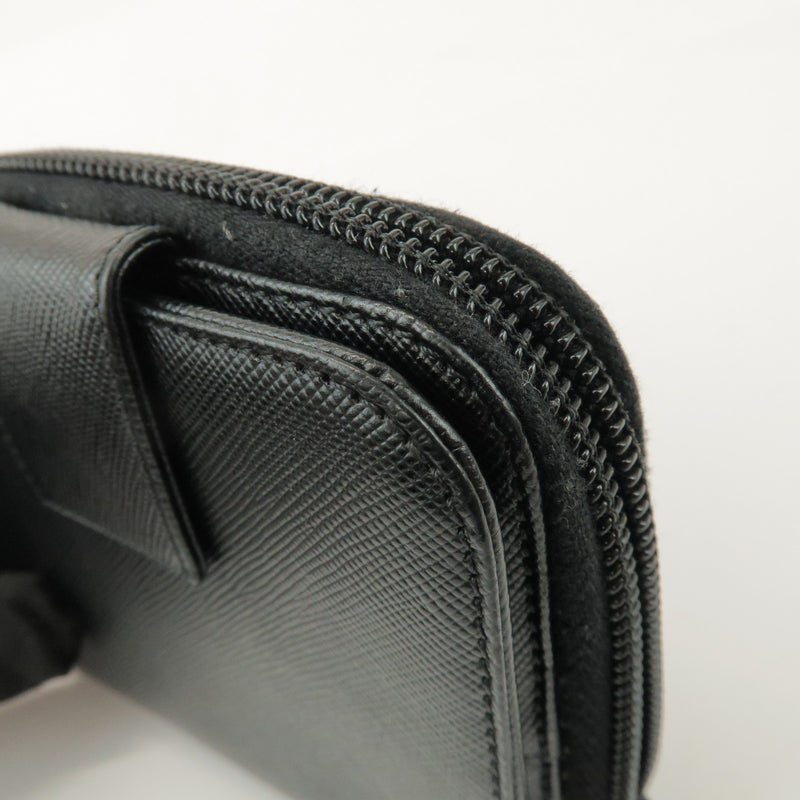 Prada Bifold Zip Around Saffiano Leather Black Accessory