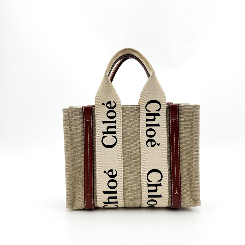 Chloe Woody Canvas With Leather Brown Bag