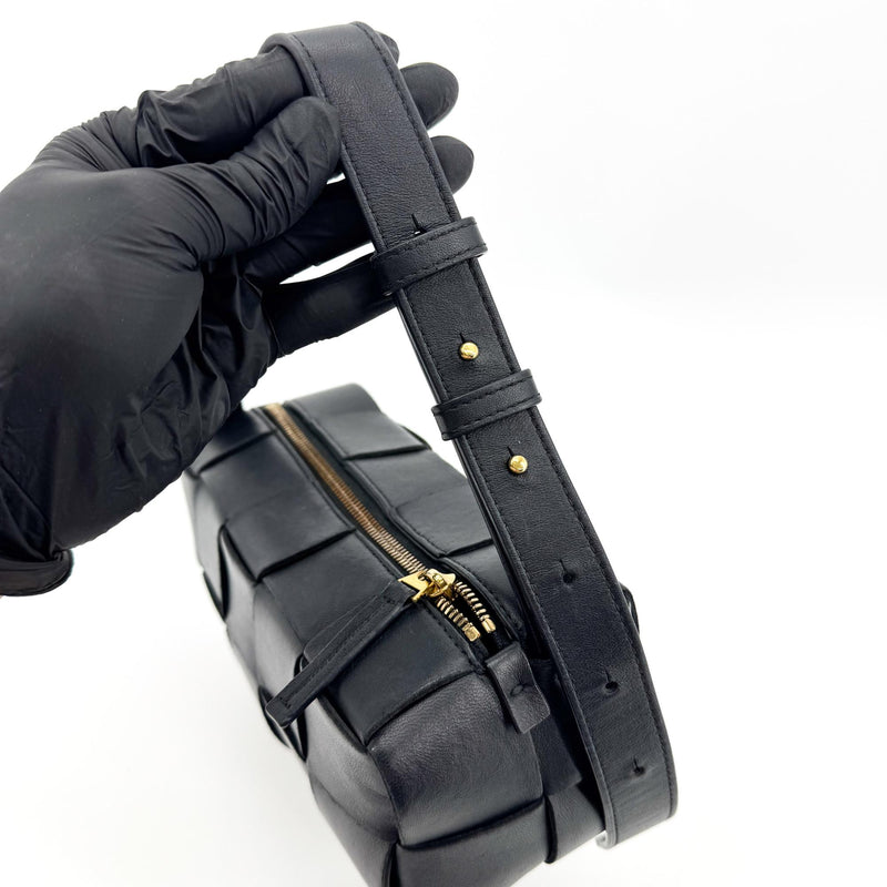 Bottega Veneta Brick Cassette Maxi Intrecciato Leather Black Bag