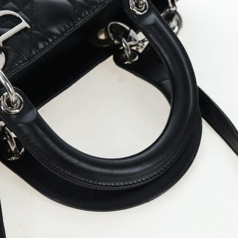 Christian Dior Lady Lambskin Black Leather Bag