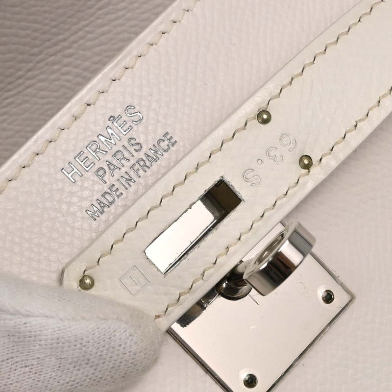 Hermes Kelly Sellier Epsom White Leather Bag