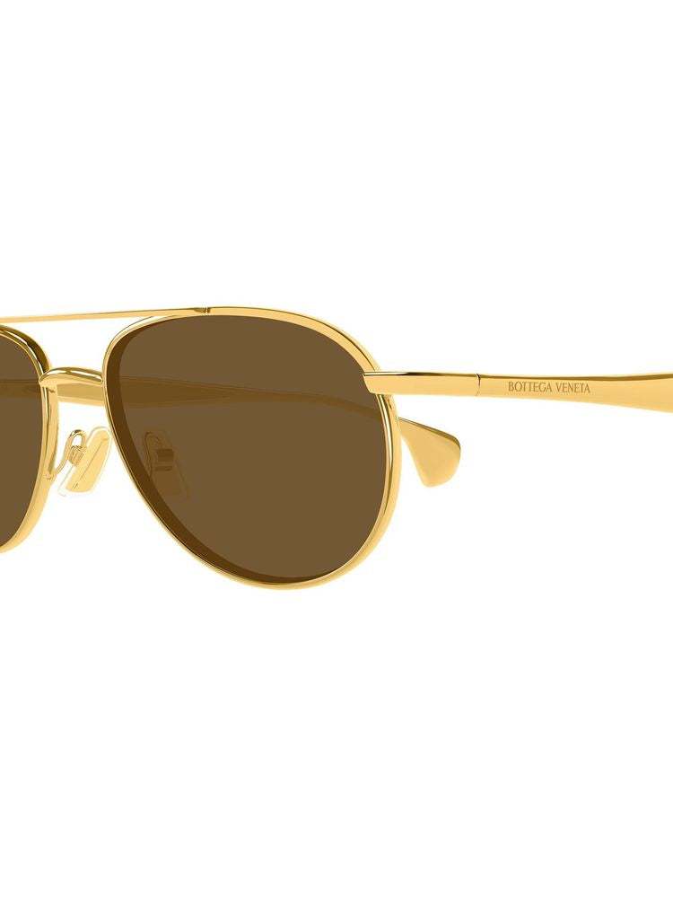 Bottega Veneta Bv1419s Metal Aviator Sunglasses — Gold
