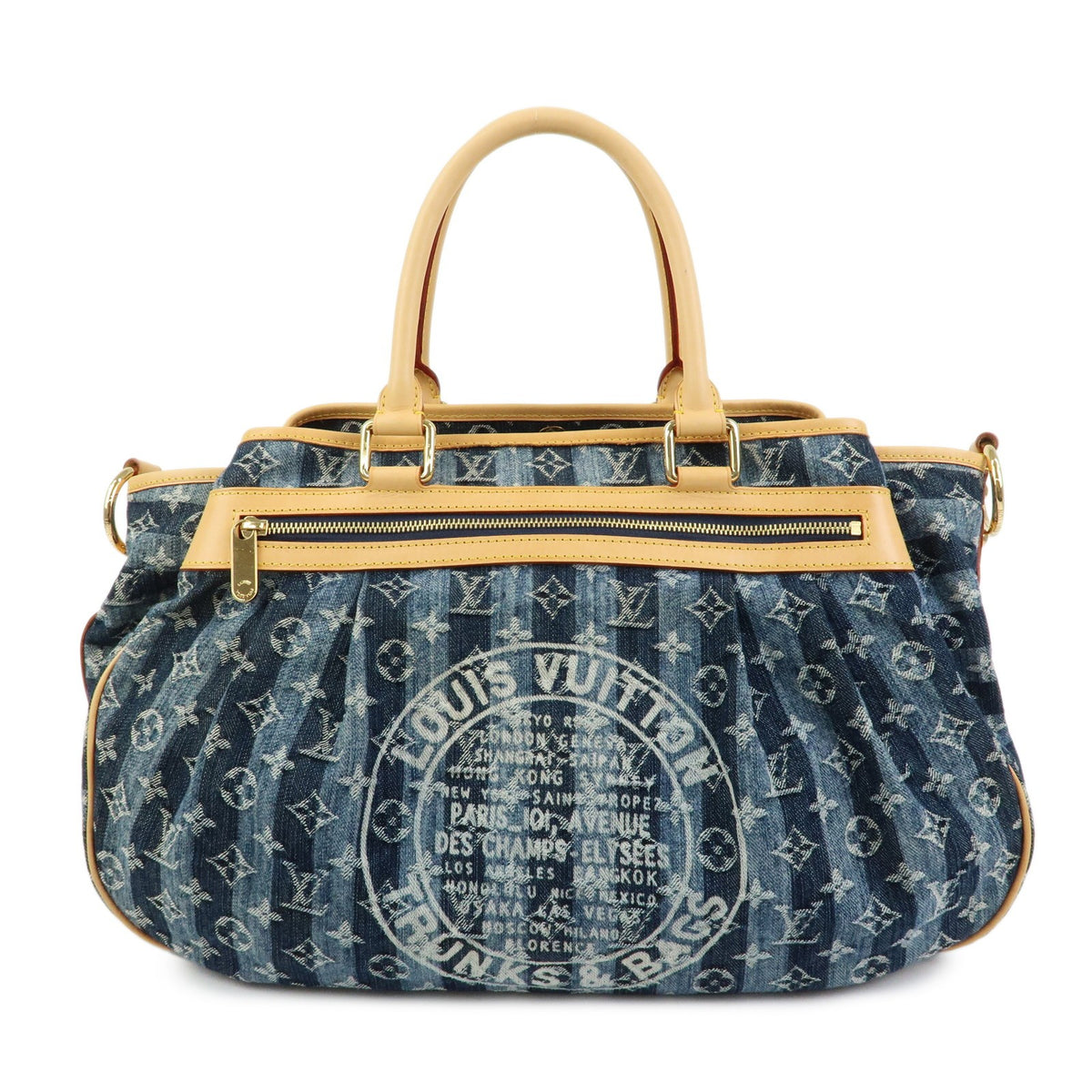 Louis Vuitton Porte Epaule Raye Striped Monogram Denim Blue Denim_jeans Bag