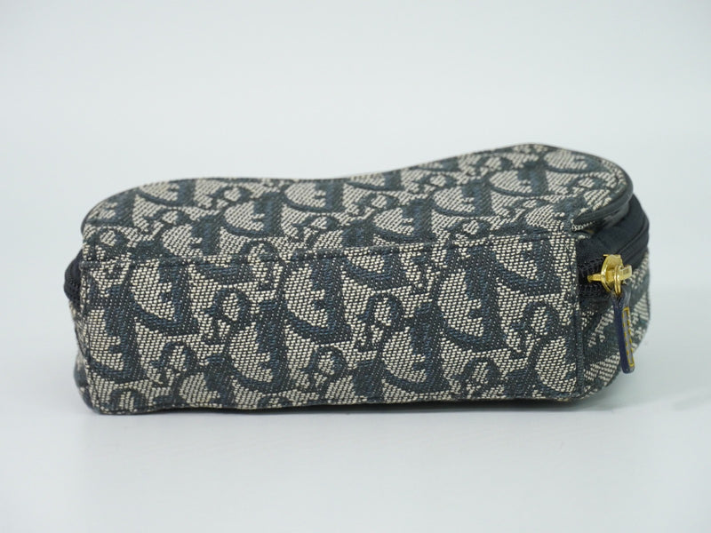 Christian Dior Saddle Zip Diorissimo Canvas Navy Bag