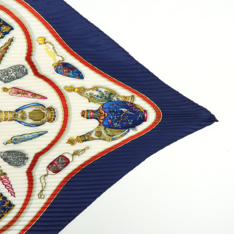Hermes Carré 90 Pleated Silk Navy Accessory