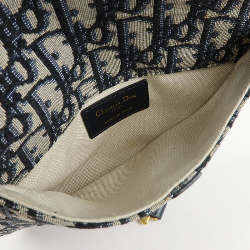 Christian Dior Saddle Belt Oblique Canvas Navy Bag