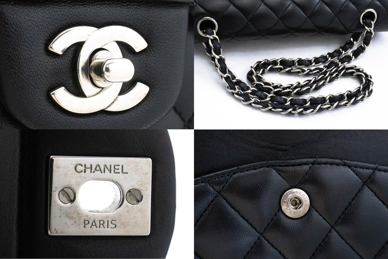 Chanel Classic Double Flap Quilted Lambskin Black Leather Bag