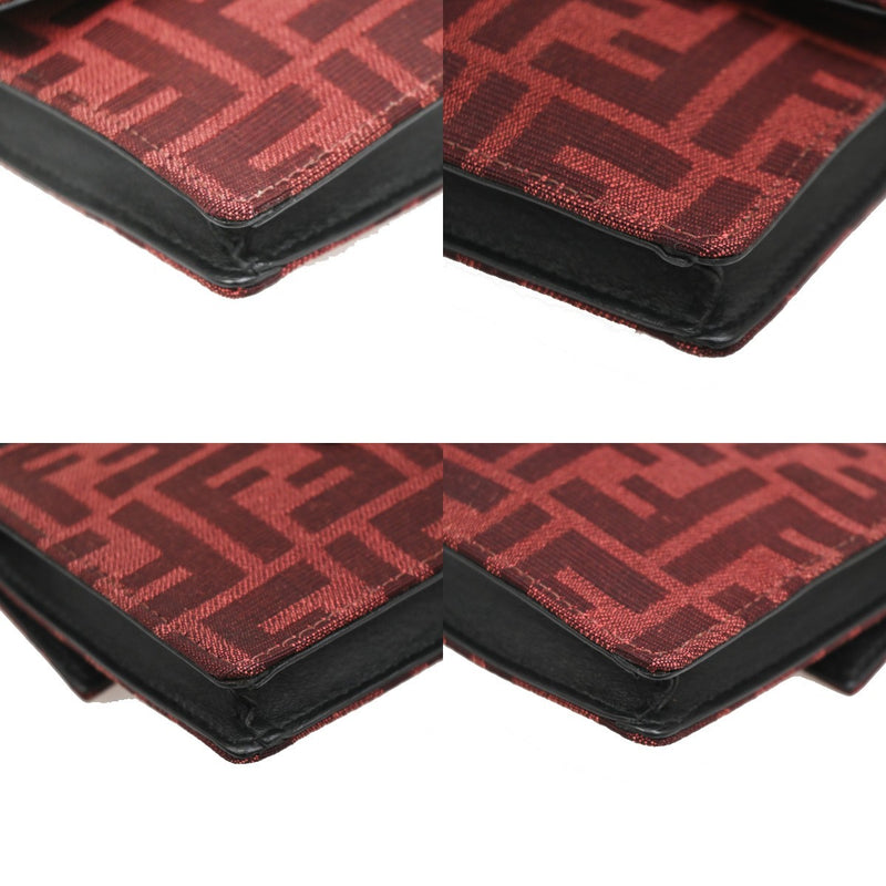 Fendi Baguette Convertible Pouch Zucca Canvas Burgundy