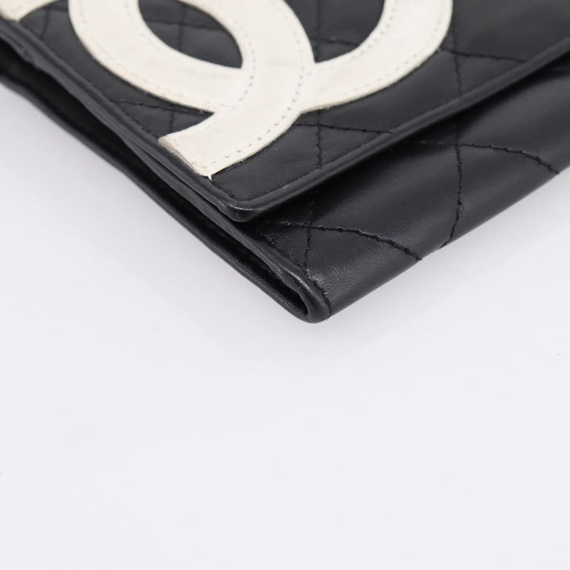Chanel Cambon Flap Card Case Quilted Lambskin Black Leather Accessory