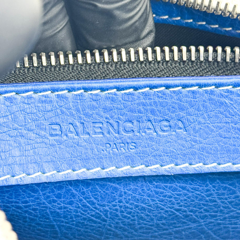 Balenciaga Bazar Striped Leather Blue Bag