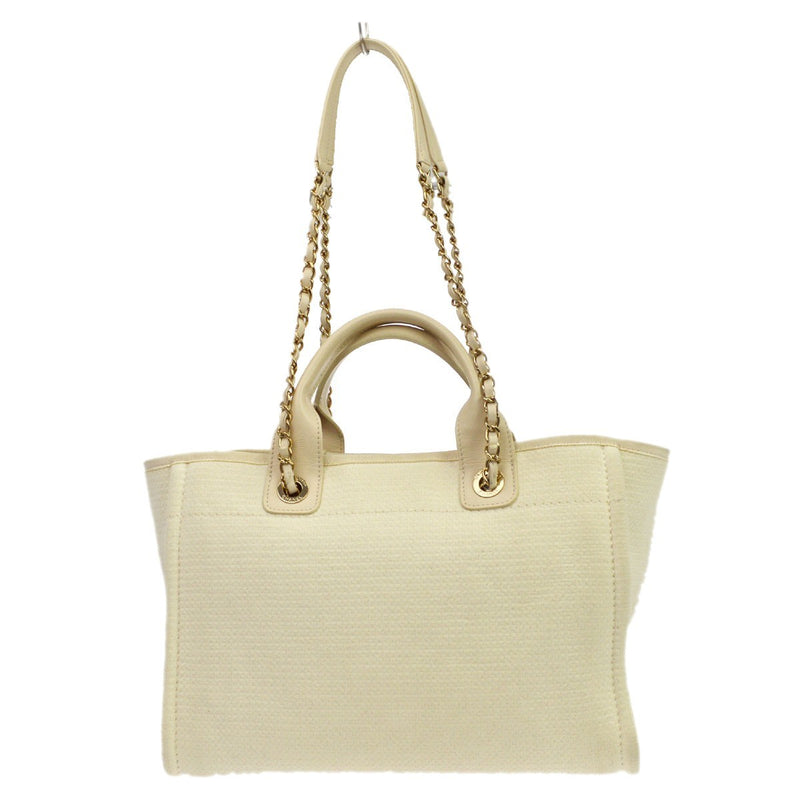 Chanel Deauville Nm Mixed Fibers White Canvas Bag