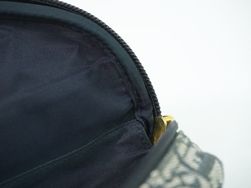 Christian Dior Saddle Zip Diorissimo Canvas Navy Bag