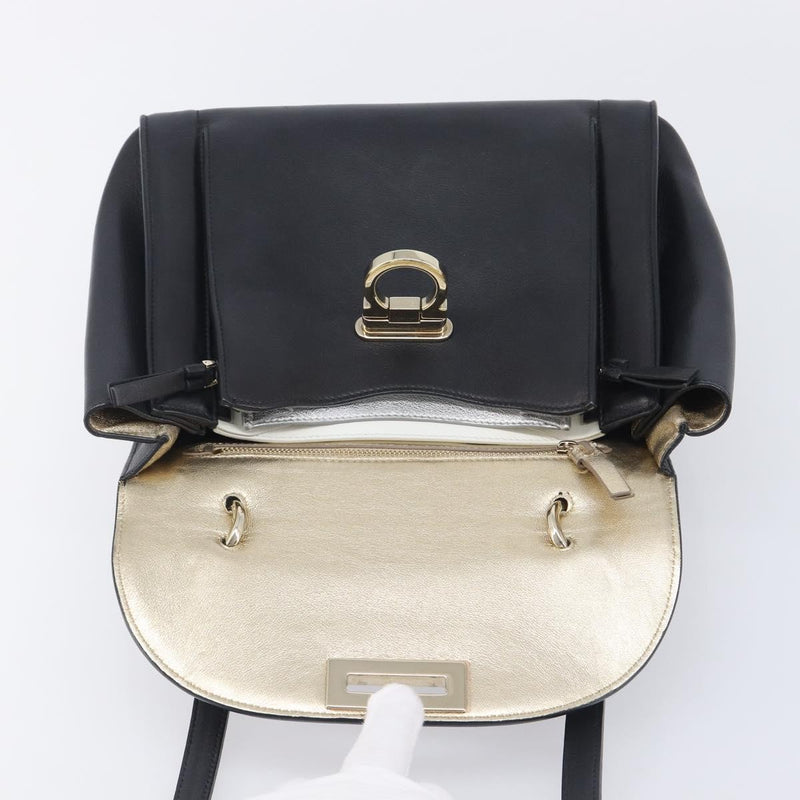 Salvatore Ferragamo Sofia Rainbow Saddle Leather Black Bag