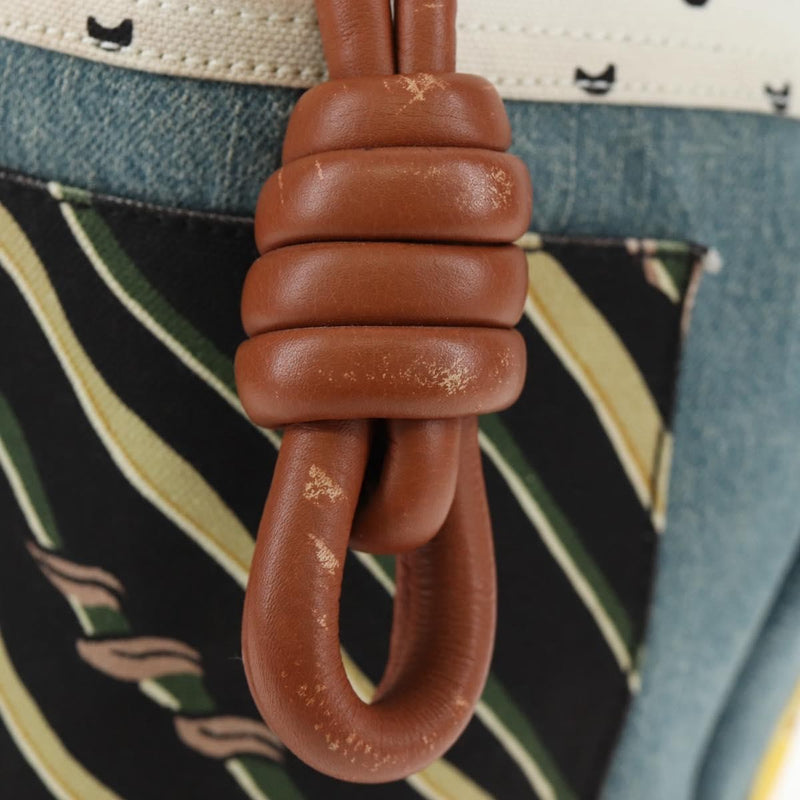 Loewe Paulas Ibiza Flamenco Knot Patchwork Denim And Leather Multicolour Denim_jeans Bag