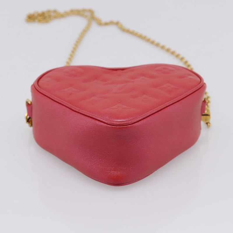 Louis Vuitton Coeur Heart On Chain Monogram Embossed Lambskin Red Leather Bag