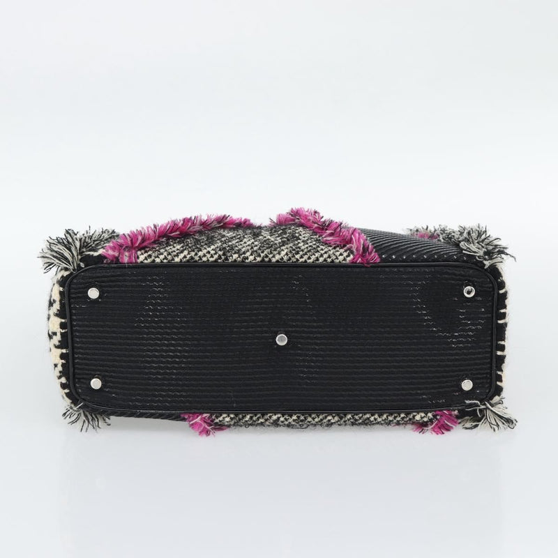 Christian Dior Diorissimo Patchwork Tweed Black Canvas Bag