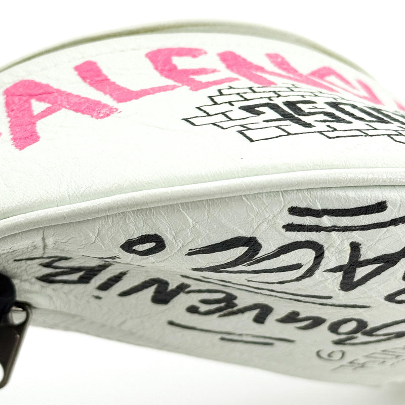 Balenciaga Graffiti Souvenir Belt Leather White Bag