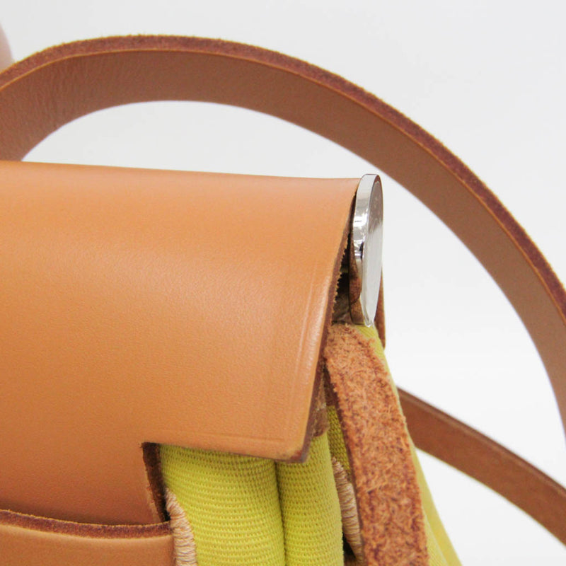 Hermes Herbag Zip Verso Leather And Toile Yellow Canvas Bag