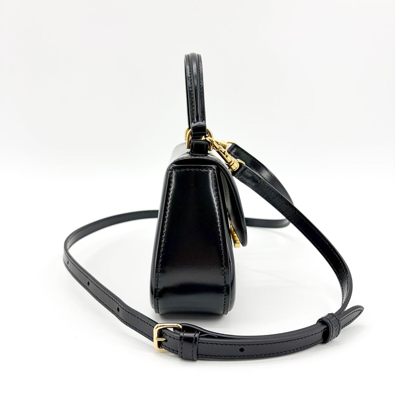 Celine Lola Triomphe Top Handle Leather Black Bag