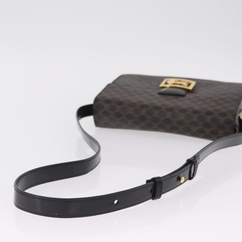 Celine Vintage Horse Carriage C Macadam Canvas And Leather Black Bag