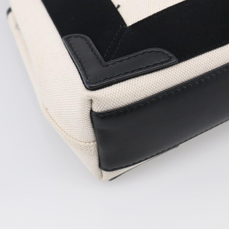 Balenciaga Navy Cabas Canvas With Leather White Bag