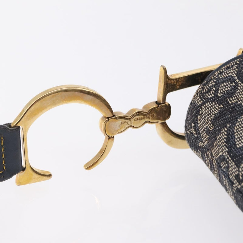 Christian Dior Vintage Double Saddle Diorissimo Canvas Navy Bag