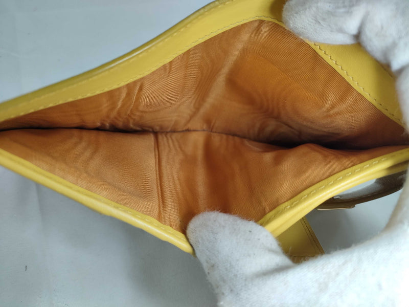 Prada Saffiano Bifold Leather Yellow Accessory