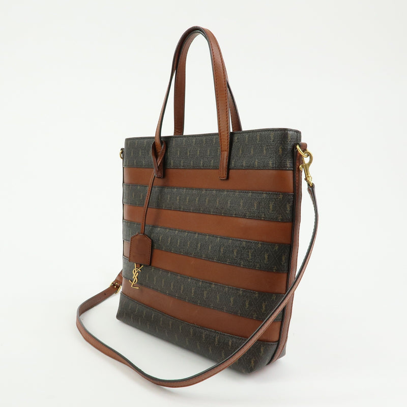 Saint Laurent Le Monogramme Shopper Monogram All Over Coated Canvas And Leather Brown Pvc Bag
