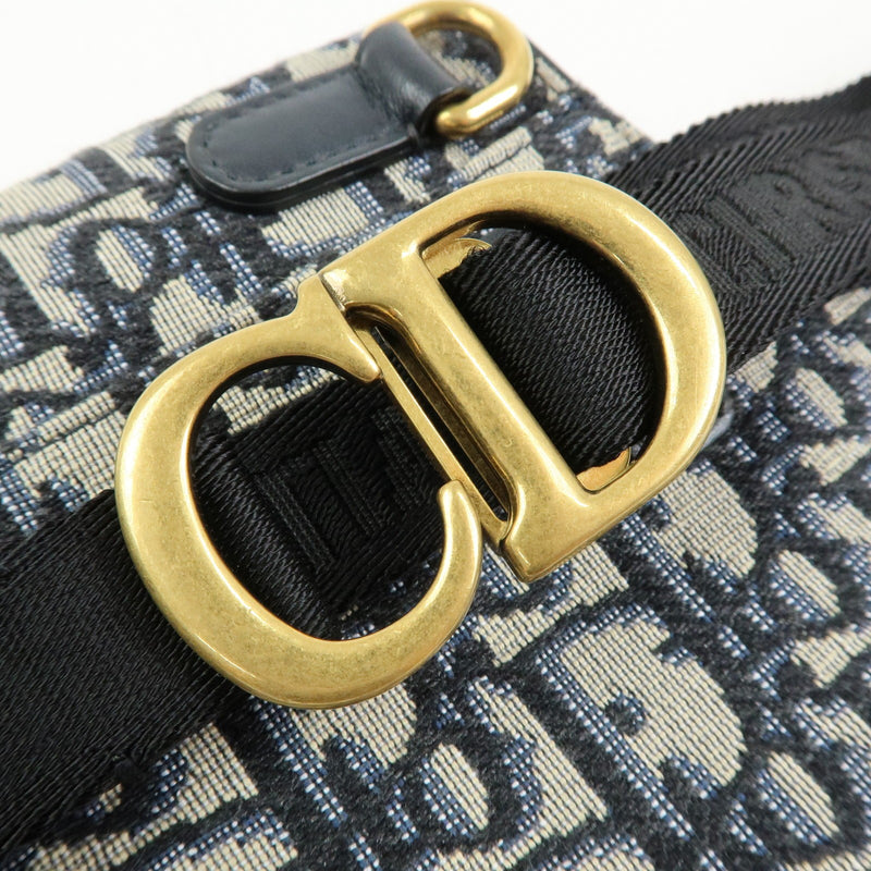Christian Dior Saddle Belt Oblique Canvas Navy Bag
