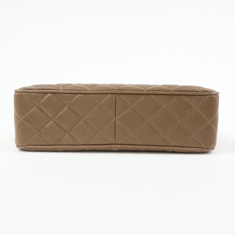 Chanel Vintage Front Pocket Camera Quilted Caviar Brown Leather Bag