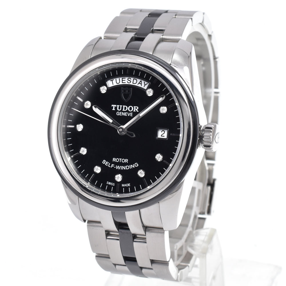 Tudor Glamour Day Date Automatic Stainless Steel With Diamonds Watches