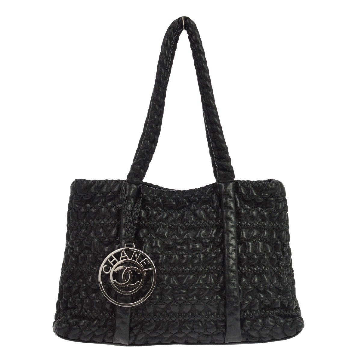 Chanel Hidden Chain Wrinkled Lambskin Black Leather Bag