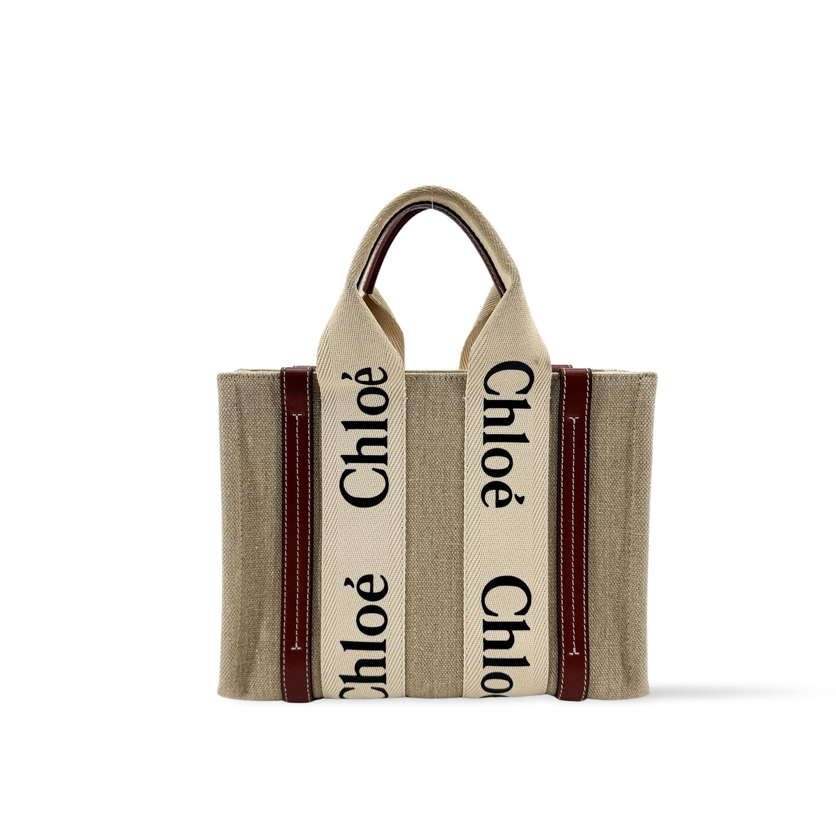 Chloe Woody Canvas With Leather Brown Bag