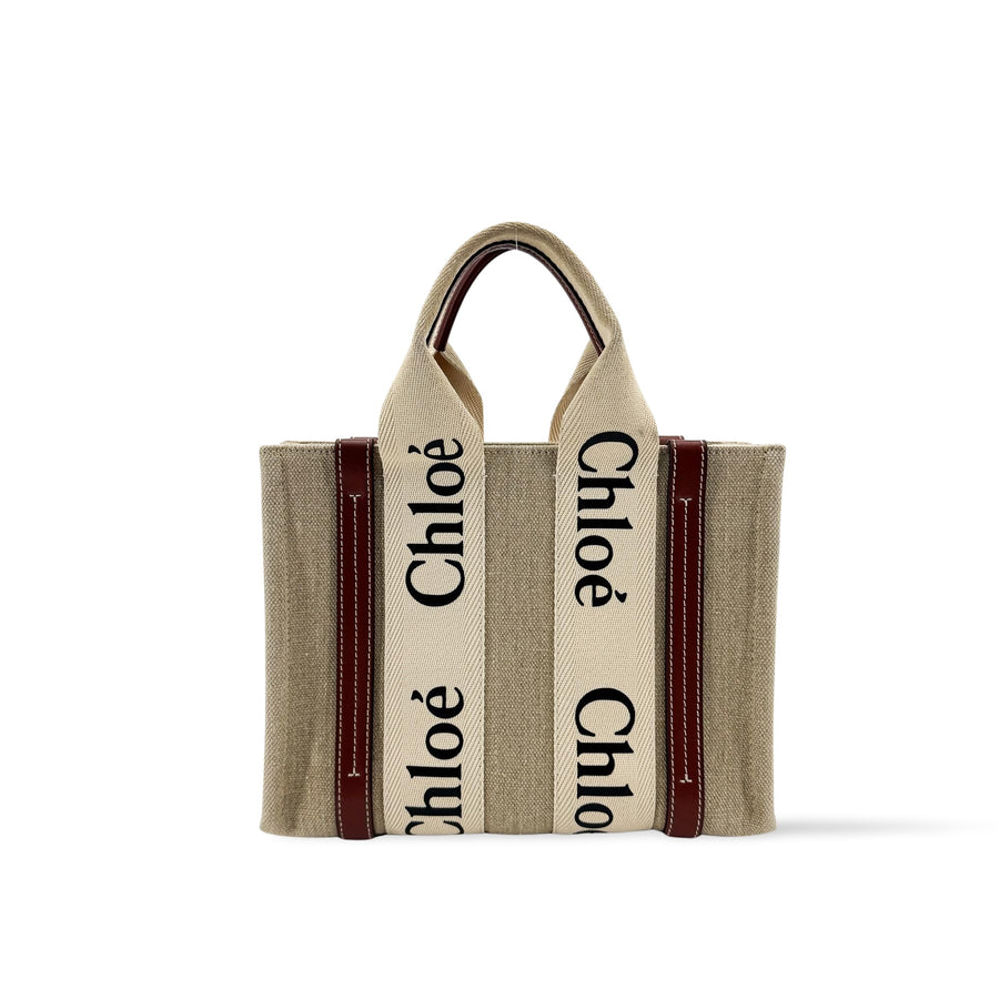 Chloe Woody Canvas With Leather Brown Bag