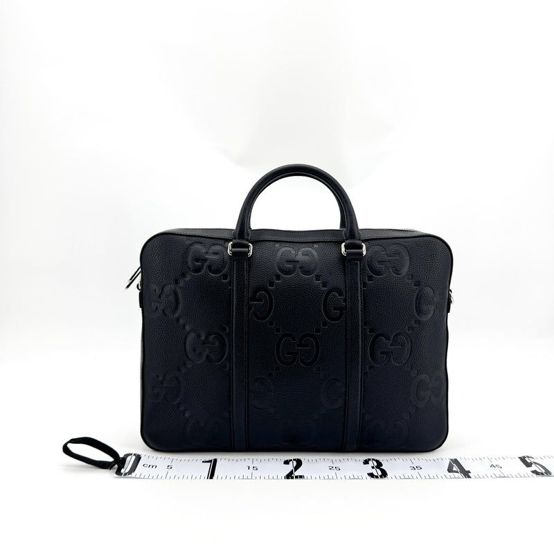 Gucci Convertible Jumbo Gg Embossed Leather Black Bag