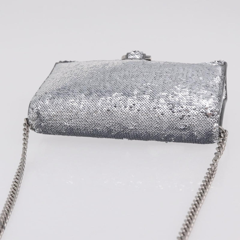 Balenciaga Hourglass Chain Leather With Sequins Silver Bag