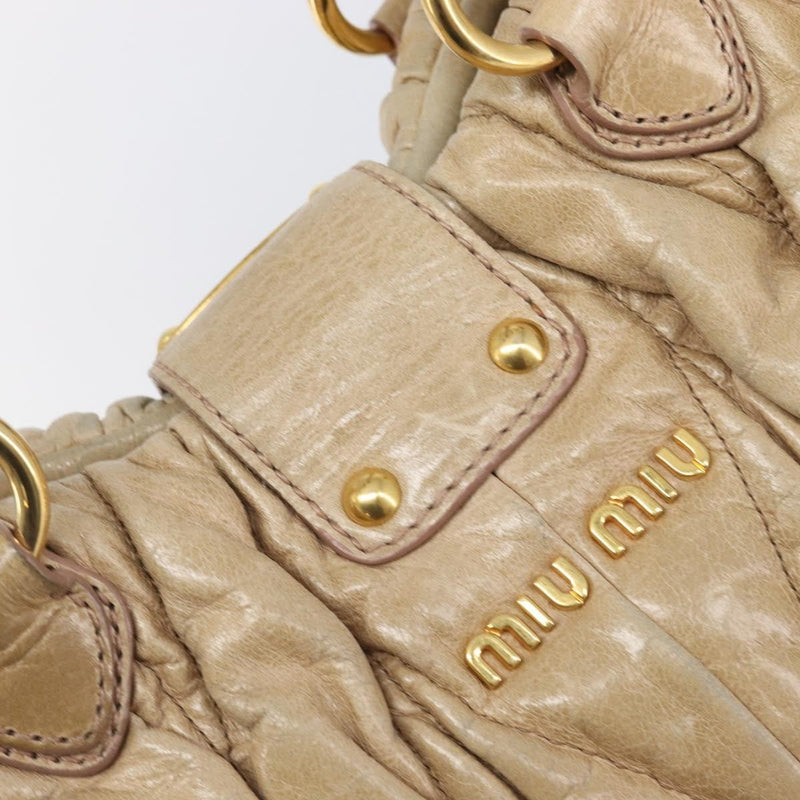 Miu Miu Coffer Convertible Satchel Matelasse Leather Beige