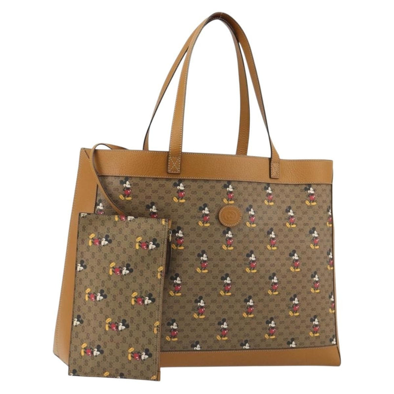 Gucci Disney Mickey Mouse Soft Open Printed Mini Gg Coated Canvas Beige Bag
