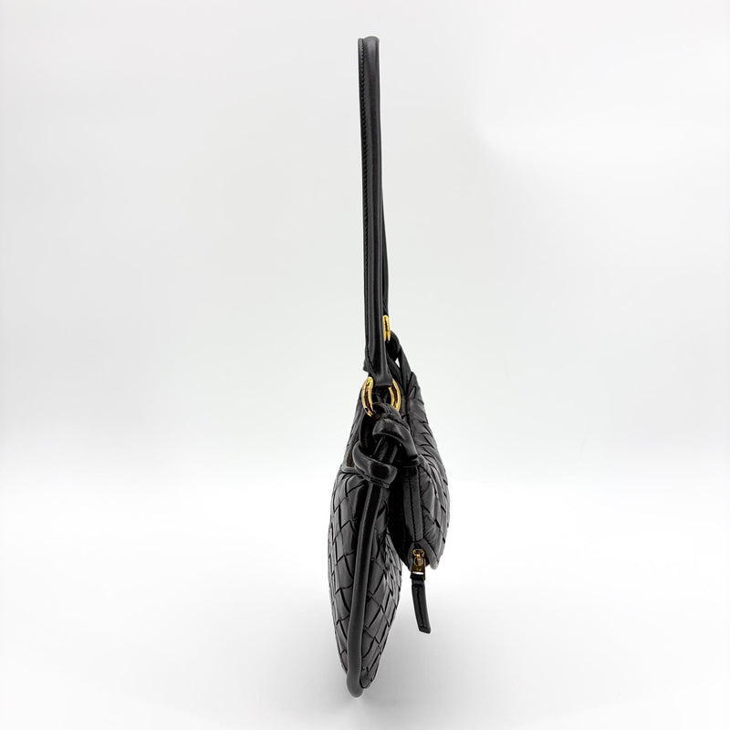 Bottega Veneta Gemelli Intrecciato Leather Black Bag