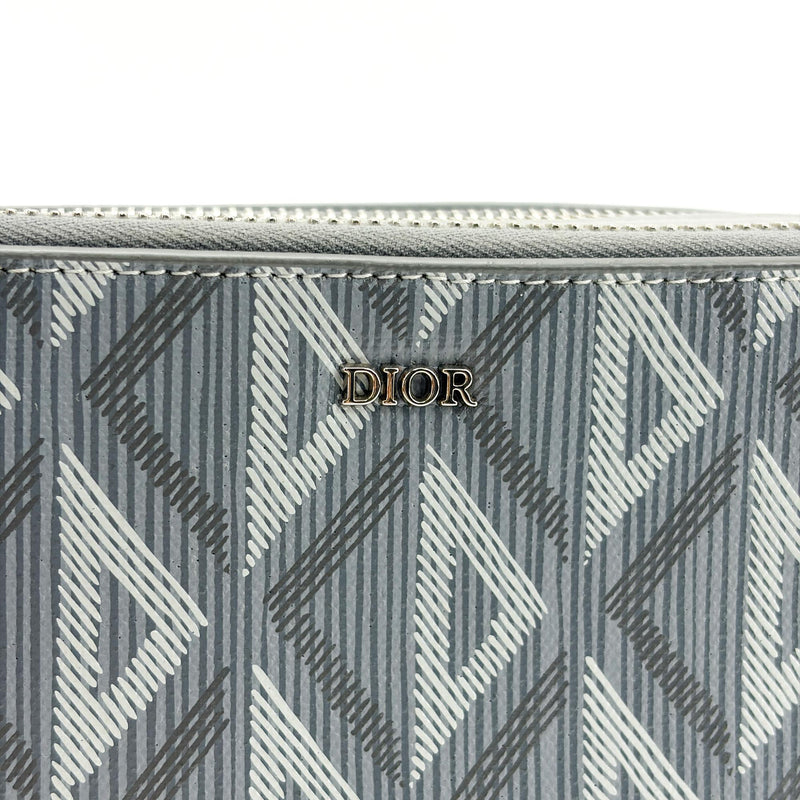 Christian Dior Double Zip Cd Diamond Coated Canvas Gray Bag