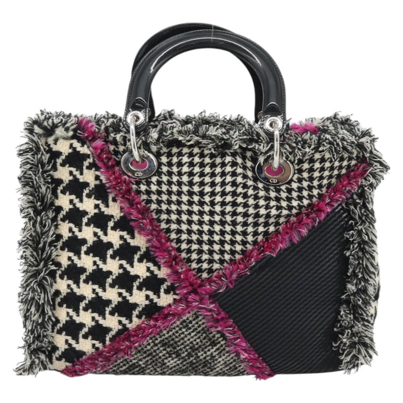 Christian Dior Diorissimo Patchwork Tweed Black Canvas Bag