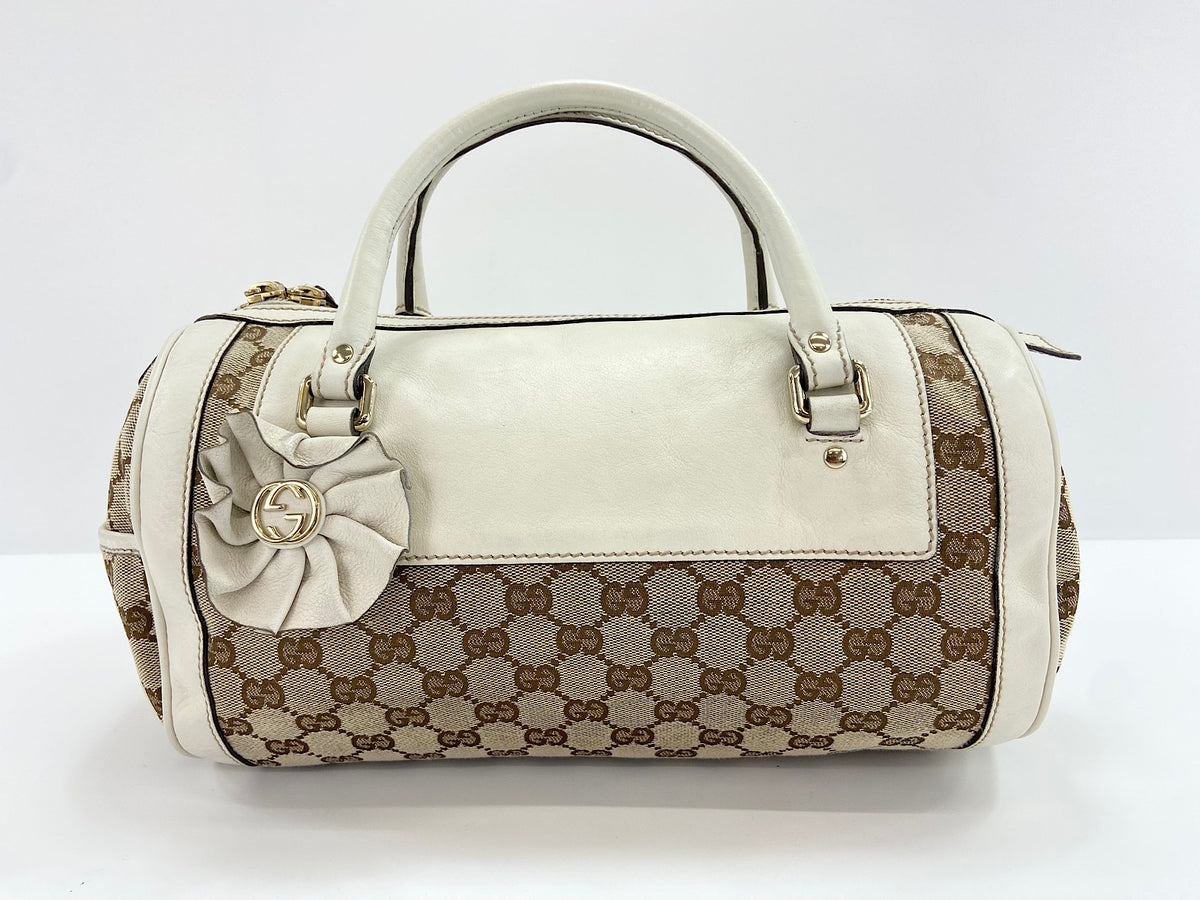 Gucci Trophy Boston Gg Canvas Beige Bag