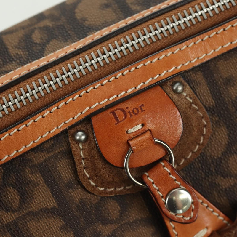 Christian Dior Vintage Trotter Romantique Boston Diorissimo Coated Canvas Brown Bag