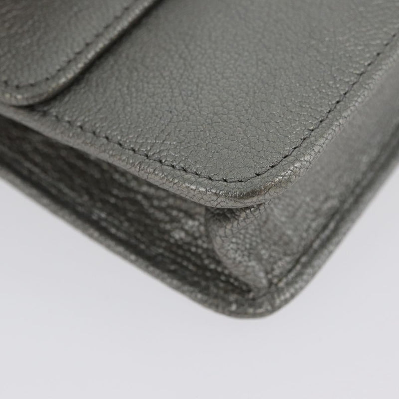 Chanel Round Cc Wallet On Chain Goatskin Silver Leather Bag