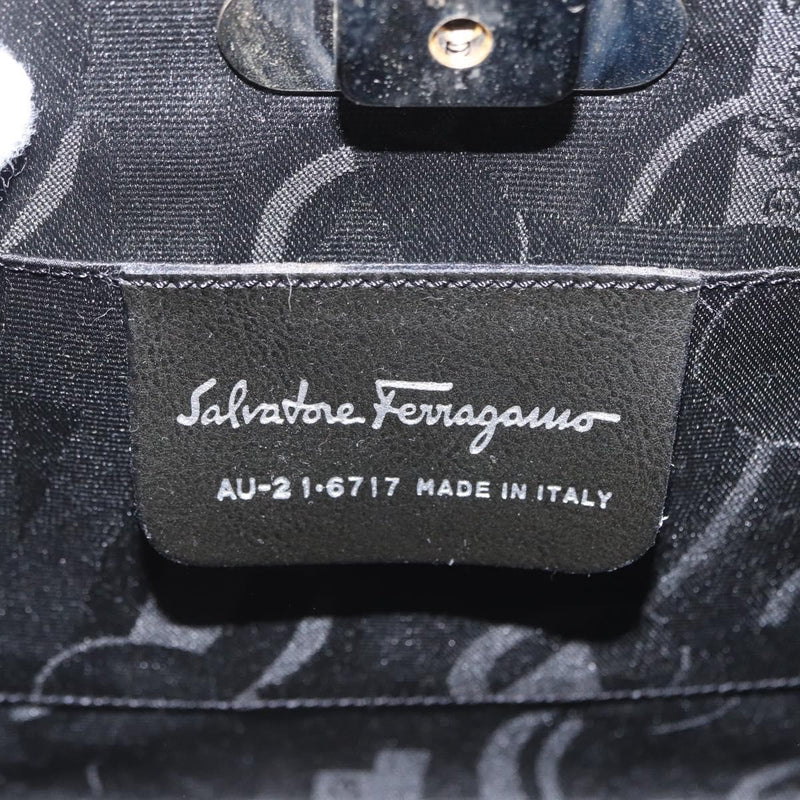 Salvatore Ferragamo Vintage Gancini Chain Leather Silver Stainless_steel Bag